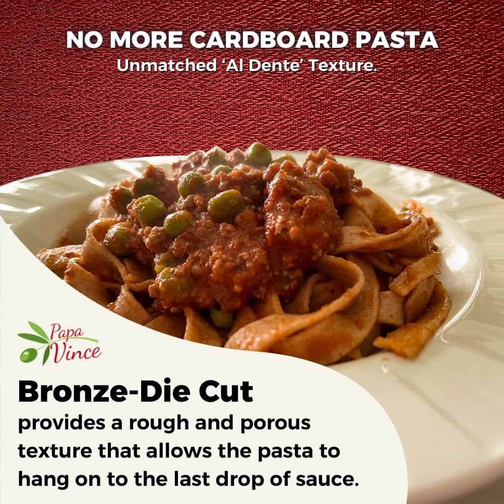 Low GI Pasta Tagliatelle Whole Wheat, Non-GMO, Organic, Non-Enriched, Ancient Grain, Made in Italy, No Cardboard Pasta Papa Vince