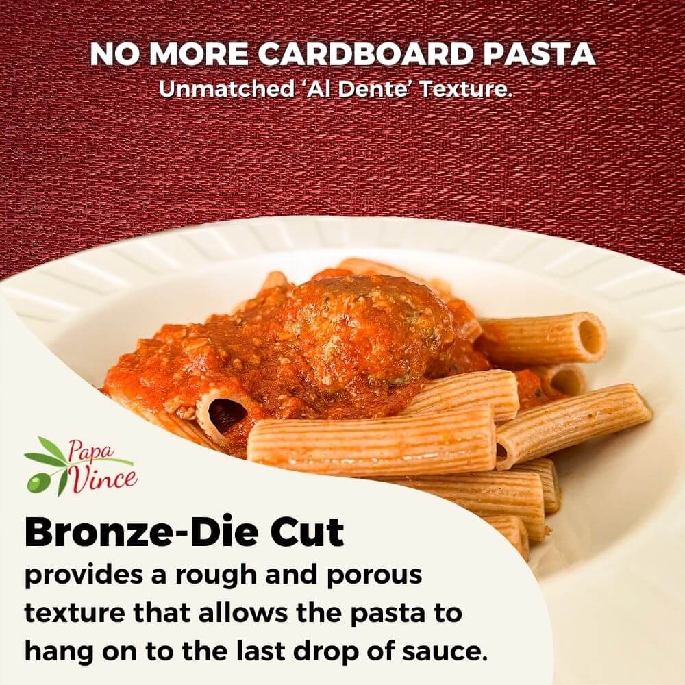 Organic Italian Heirloom Pasta Rigatoni Whole Wheat, Non-GMO, Organic, Non-Enriched, Ancient Grain, Made in Italy, No Cardboard Pasta Papa Vince