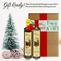 Thumbnail for Polyphenol Rich Olive Oil Extra Virgin from Sicily, Italy. Chili Pepper & Lemon Fused Olive Oil. Agrumato, Unblended, First Cold Pressed, Single Sourced, Unfiltered, Unrefined, Robust, Mild hot finish, High in Antioxidants EVOO Gift Set