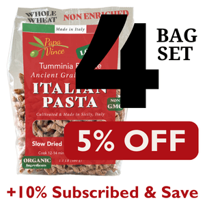 Papa Vince Non Enriched Whole Wheat Pasta - Organic Ancient Heirloom Grain, High Protein, High Fiber, Low GI, Non-GMO, Slow Dried, Bronze Die Cut Artisanal Busiate Corkscrew Pasta