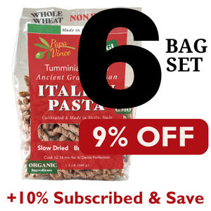 Papa Vince Non Enriched Whole Wheat Pasta - Organic Ancient Heirloom Grain, High Protein, High Fiber, Low GI, Non-GMO, Slow Dried, Bronze Die Cut Artisanal Busiate Corkscrew Pasta