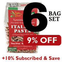 Thumbnail for Papa Vince Non Enriched Whole Wheat Pasta - Organic Ancient Heirloom Grain, High Protein, High Fiber, Low GI, Non-GMO, Slow Dried, Bronze Die Cut Artisanal Busiate Corkscrew Pasta