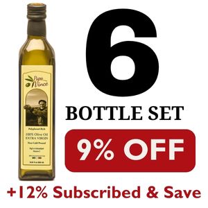 Papa Vince Olive Oil Extra Virgin - Unblended, Family Harvest, High in Polyphenols, Single Estate, First Cold Pressed, Sicily, Italy, Peppery Finish, Unfiltered, Unrefined,