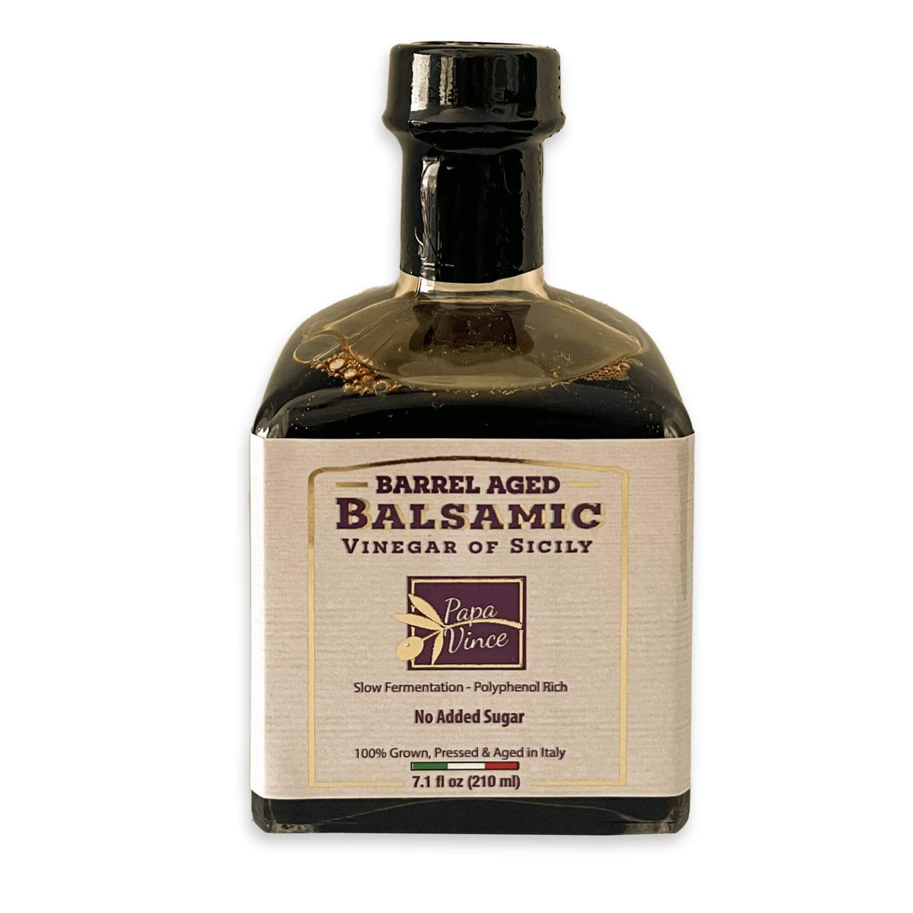 Balsamic Vinegar NO SUGAR ADDED, NO ARTIFICIAL ADDITIVES, HEALTHY, from Sicily, sweetener & topping for berries, salads, veggies, contains vitamins & minerals | 7.1 fl oz - Papa Vince