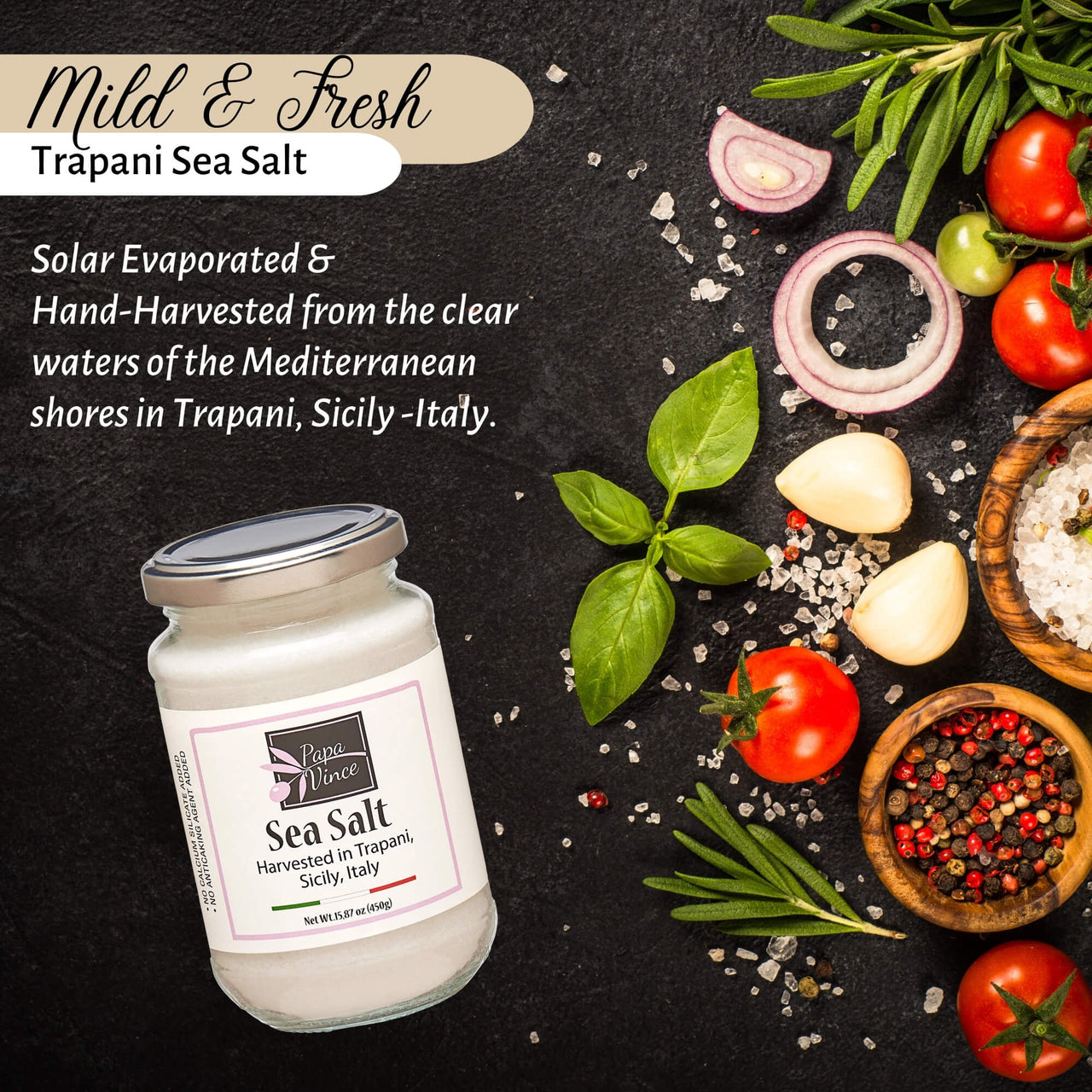 Hand harvested sea salt from the Trapani Mediterranean Shores - KETO DIET friendly, Italian Sea Salt