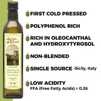 Thumbnail for Papa Vince Olive Oil Extra Virgin Gift - Unblended, Family Harvest 2022/23, High in Polyphenols, Single Estate, First Cold Pressed, Sicily, Italy, Peppery Finish, Unfiltered, Unrefined, Velvet Blue - Papa Vince