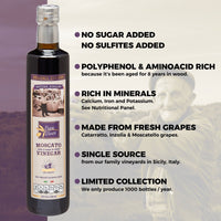 Thumbnail for Balsamic Vinegar Red Wine Moscato - Clean Food, with hints of Figs, Raspberry & Homemade Wine aged 8-years in Oak & Chestnut wood in small batches by our family from Sicily, Italy | 16.91 fl oz - Papa Vince - Papa Vince
