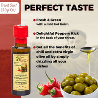 Thumbnail for Chili Olive Oil from Sicily - Extra Virgin Olive Oil Agrumato, Unblended, First Cold Pressed, Single Sourced from Italy, Unfiltered, Unrefined, Robust, Rich in Antioxidants 3 fl oz [4Pack] | Papa Vince - Papa Vince