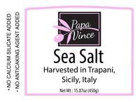 Thumbnail for Fine Sea Salt harvested in Trapani, Sicily - Clean Food, NO CHEMICALLY PROCESSED | UNREFINED | GLUTEN FREE | ADDITIVE FREE | NO ANTI-CAKING | Vibrant Clean Flavor | Stored in glass for freshness | 15.87 oz - Papa Vince