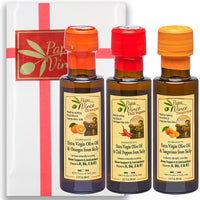 Thumbnail for Flavored Olive Oil Extra Virgin Set from Sicily - Chili Pepper, Orange, Tangerine Infused Olive Oil Gift | Papa Vince | 3 fl oz each - Papa Vince