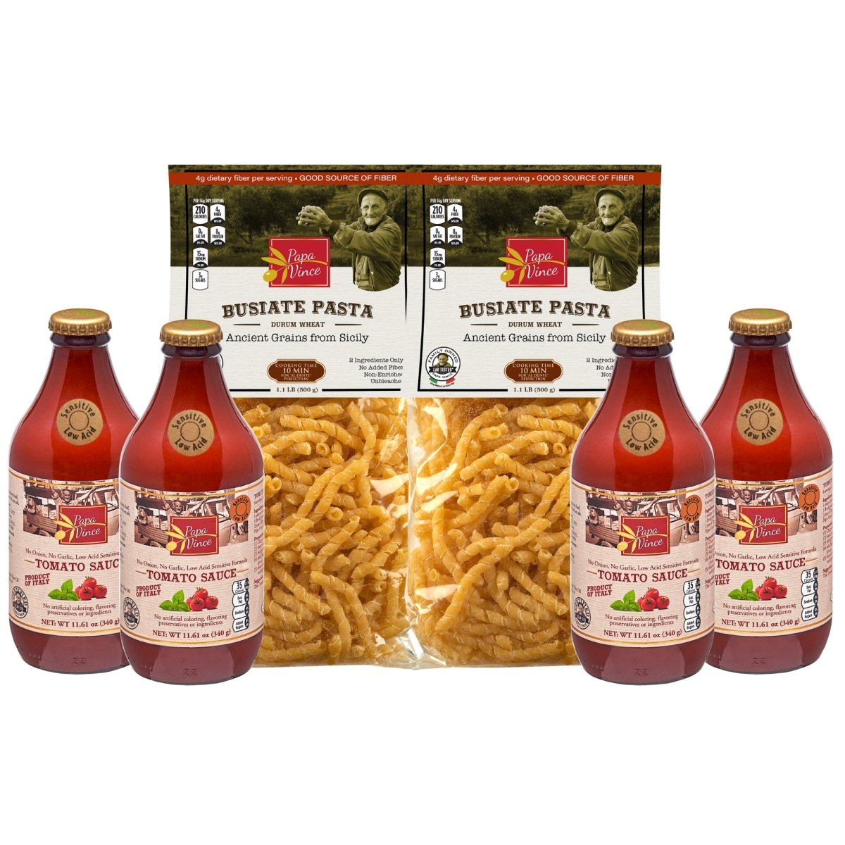 Gourmet Gift Clean Food Basket from Sicily - Farm Fresh from Artisans in Italy, Busiate Homemade Pasta & Cherry Tomato Sauce | Papa Vince - Papa Vince