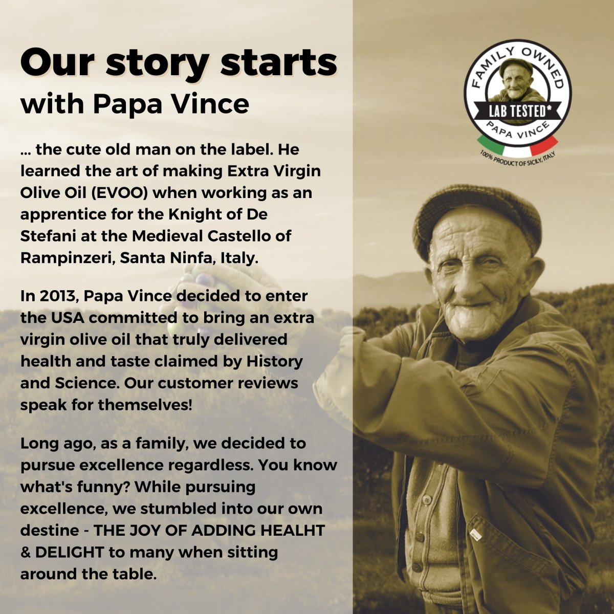 Papa Vince Lemon Olive Oil Extra Virgin First Cold Pressed Agrumato, Harvest 2019/20 Sicily, Italy, NO PESTICIDES, NO CHEMICALS, NO ARTIFICIAL FLAVORS, Unblended Unfiltered, Peppery Finish, 16.9 fl oz - Papa Vince