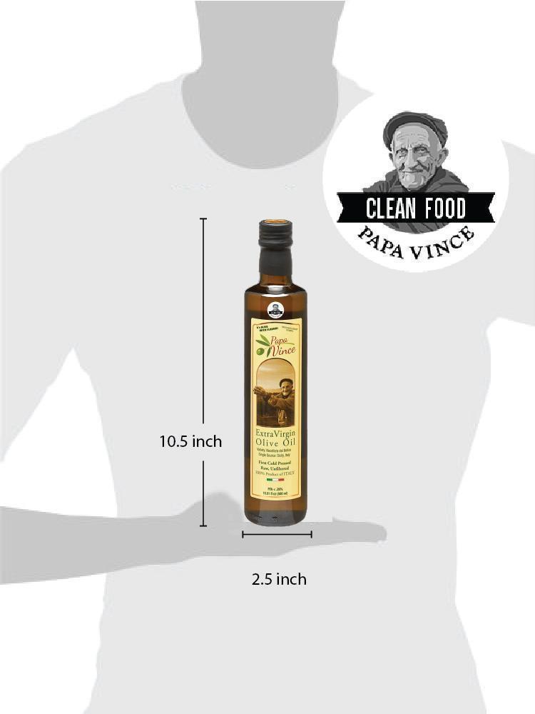 Papa Vince Olive Oil Extra Virgin Gift - Unblended, Family Harvest 2022/23, High in Polyphenols, Single Estate, First Cold Pressed, Sicily, Italy, Peppery Finish, Unfiltered, Unrefined, Green Bag - Papa Vince