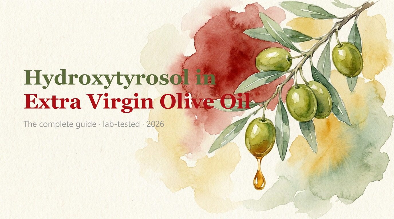 Golden-green hydroxytyrosol in extra virgin olive oil poured into a small tasting glass for a Sicilian EVOO guide.