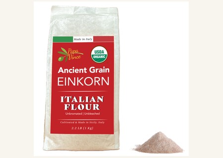 Papa Vince Ancient Grain Einkorn Italian Flour bag, organic stone-milled Sicilian einkorn, 2.2 lb