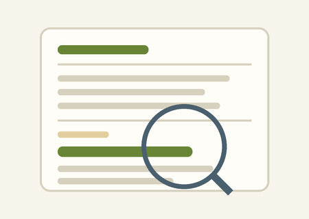 A pasta package label with one ingredient line highlighted in green beneath a magnifying lens