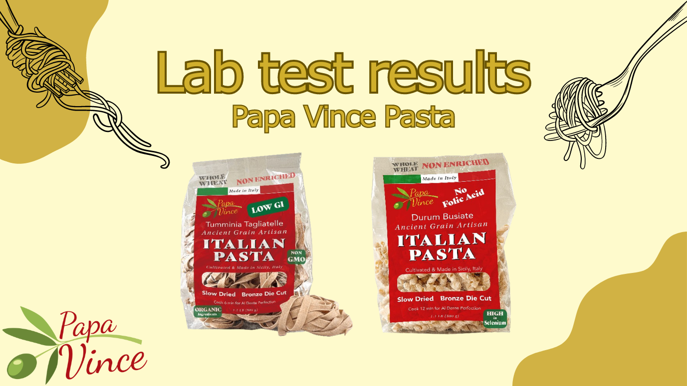 Papa Vince pasta lab test results