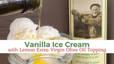 Vanilla Ice Cream with Lemon Olive Topping