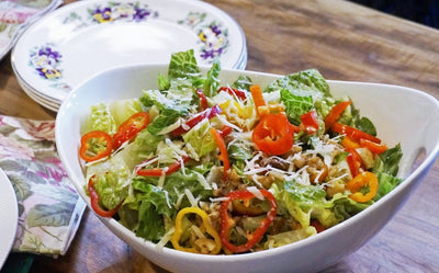 Vegan Romaine, Mini-Pepper & Walnut Salad