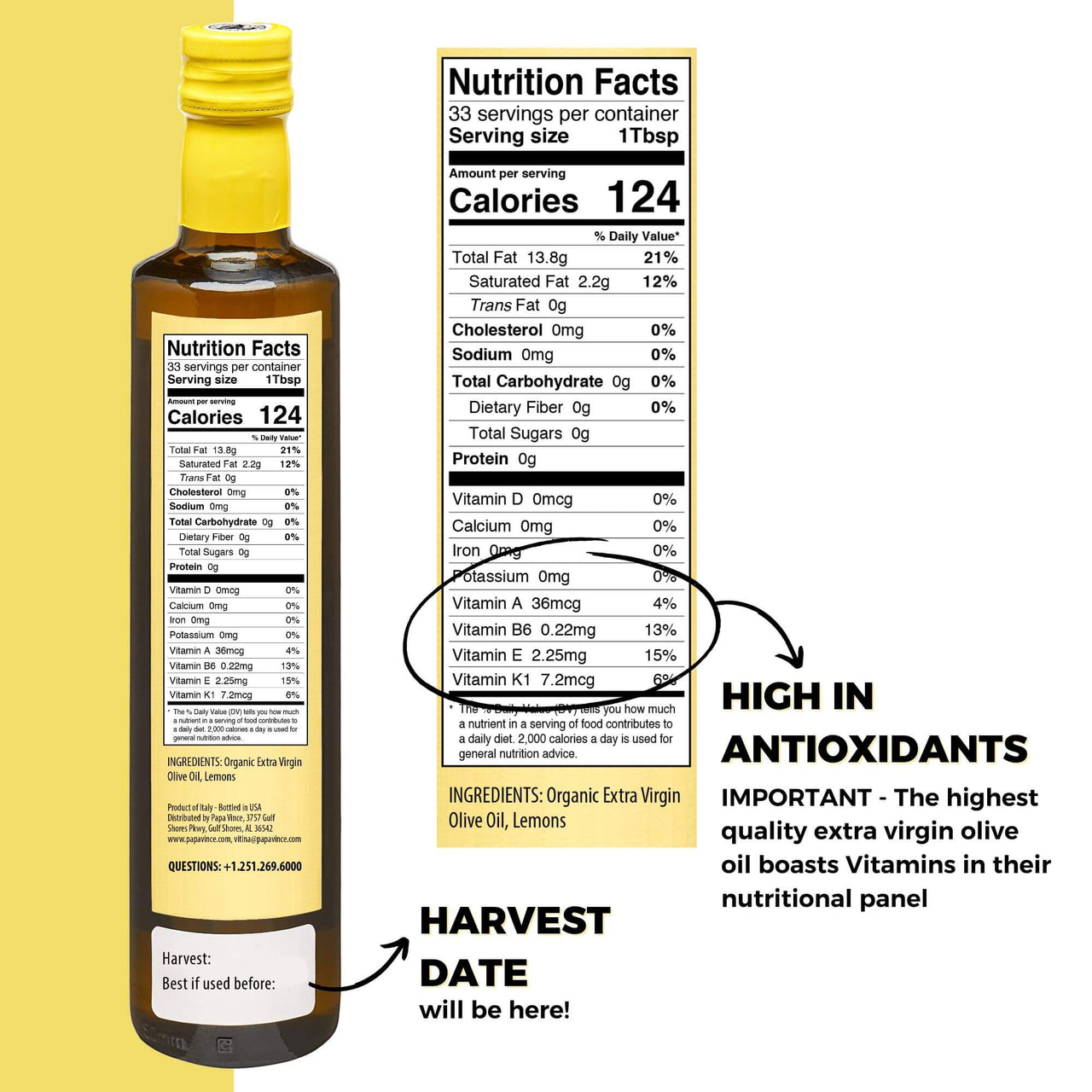 Papa Vince Lemon Olive Oil Extra Virgin First Cold Pressed Agrumato, Harvest 2024/25 Sicily, Italy, NO PESTICIDES, NO CHEMICALS, NO ARTIFICIAL FLAVORS, Unblended Unfiltered, Peppery Finish, 16.9 fl oz