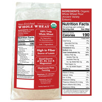 Thumbnail for Papa Vince Whole Wheat Einkorn Flour with nutrition facts, highlighting high fiber, protein, and essential minerals.