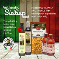 Thumbnail for Food Basket Gift from Sicily - Gourmet Farm Fresh Clean Food from Artisans in Italy | Extra Virgin Olive Oil, Salad Dressing, Busiate Durum Pasta, Cherry Tomato Sauce | Papa Vince