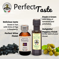 Thumbnail for Olive Oil Set from Sicily - Extra Virgin Olive Oil & Moscato Balsamic Vinegar Gift from Italy | EVOO First Cold Pressed | Balsamic Vinegar Aged 8-years | Papa Vince | 3 fl oz bottles
