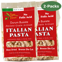 Thumbnail for Papa Vince Non Enriched Whole Wheat Pasta - Non Fortified, No Folic Acid, Non-GMO Heirloom Ancient Grains, Artisan Slow Dried, Bronze Die Cut 2-Pack Now