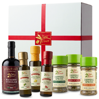 Thumbnail for Grand Tasting Box: 500 ml olive oil, balsamic condiment, three 3 fl oz flavored oils and three dipping-spice jars with a gift box, by Papa Vince