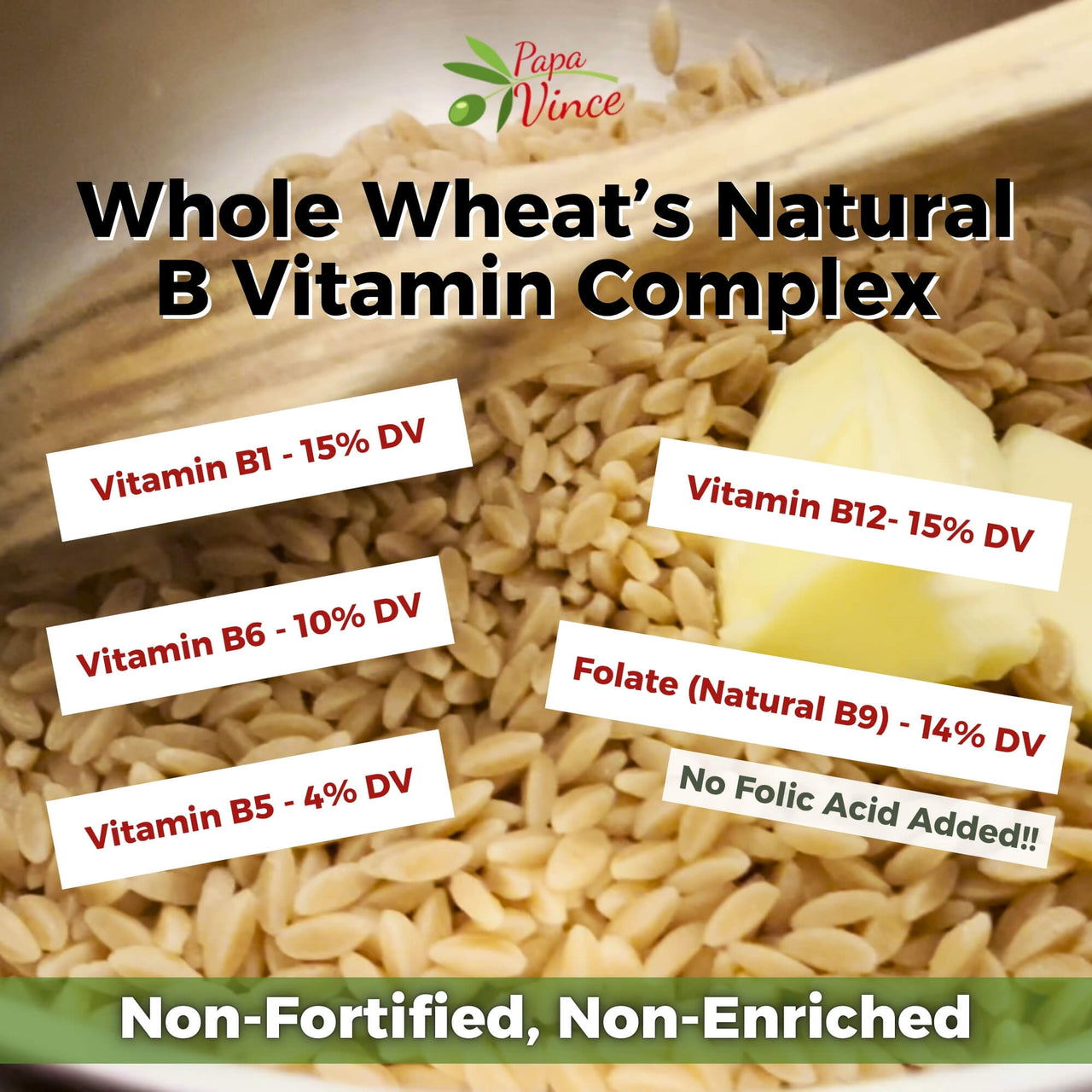 Papa Vince Whole Wheat Non Enriched Pastina, Natural B Vitamin Complex