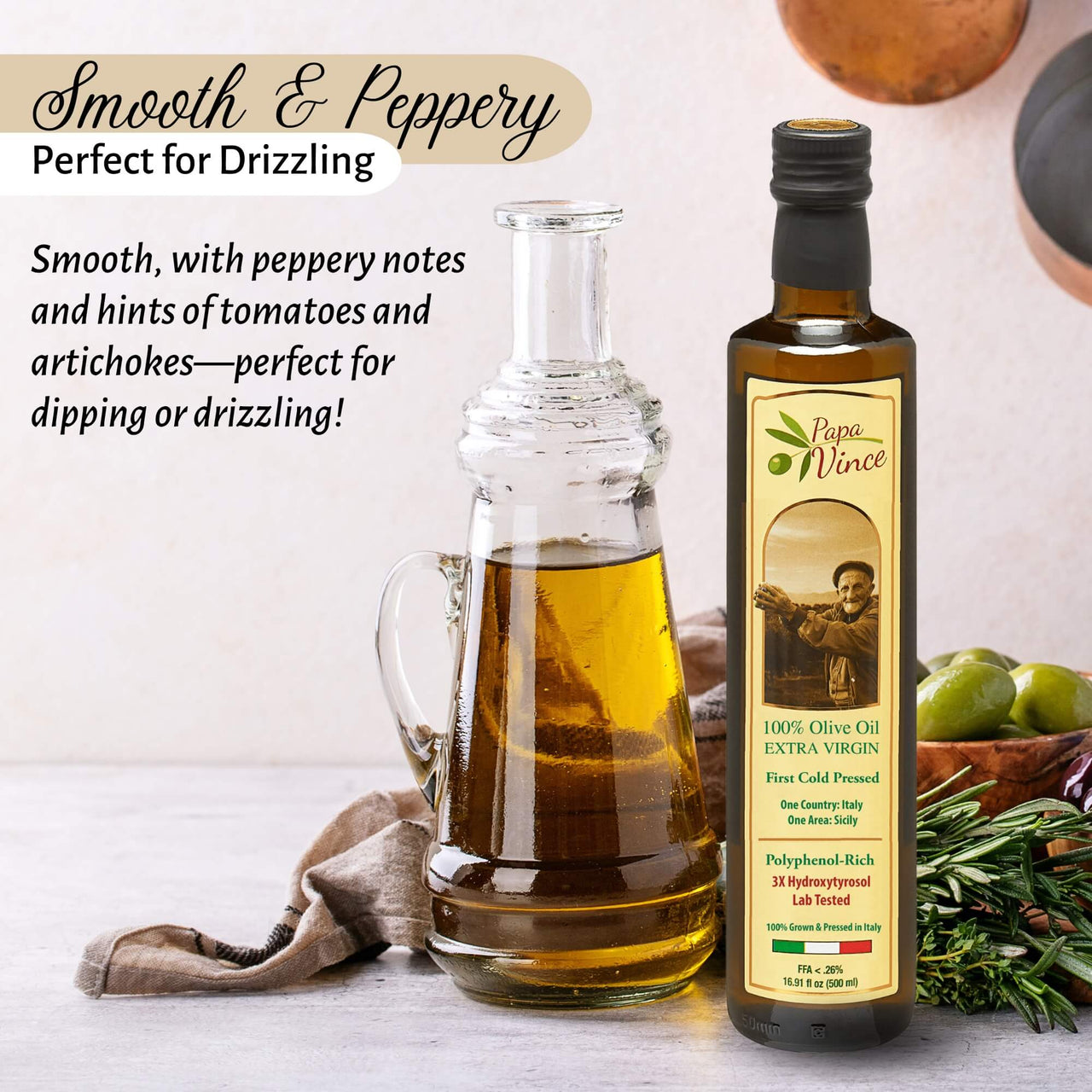 Gourmet Italian Food Gift Basket contains Polyphenol-Rich Italian Olive Oil