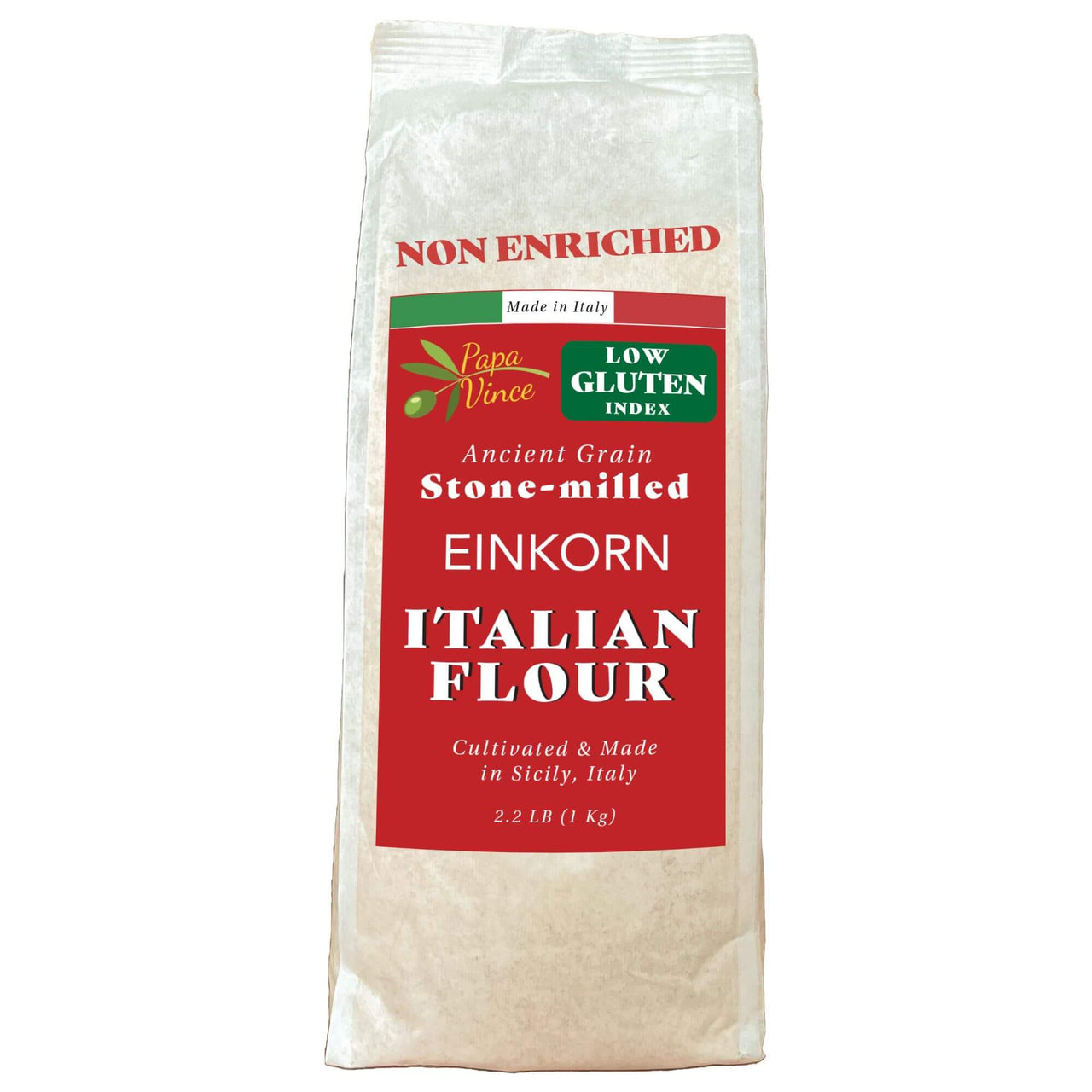 Organic Stone-Milled Einkorn Flour Made in Italy | Non-Enriched, Unbleached, High-Fiber | Ancient Whole Wheat Heirloom Front