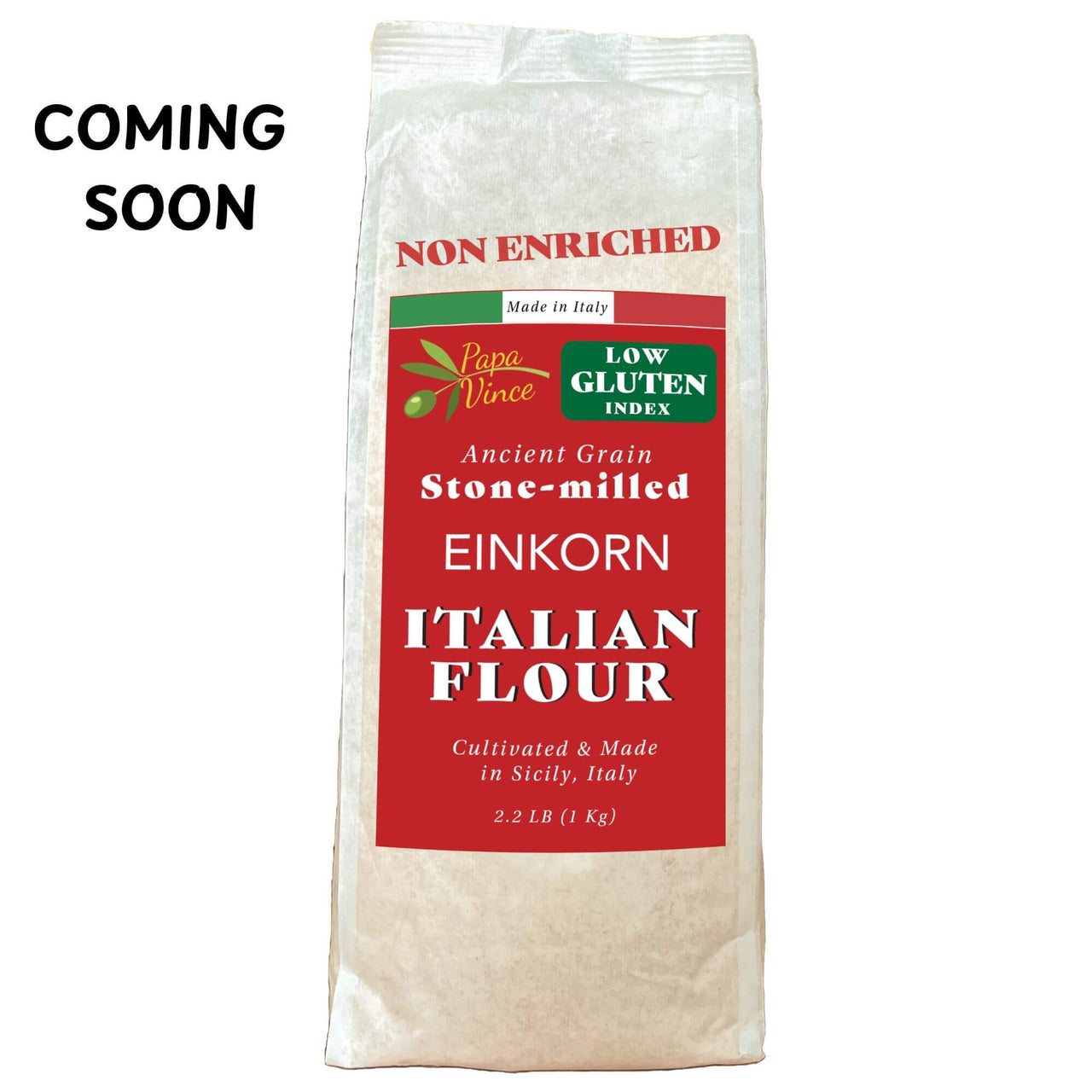 Organic Stone-Milled Einkorn Flour Made in Italy | Non-Enriched, Unbleached, High-Fiber | Ancient Whole Wheat Heirloom