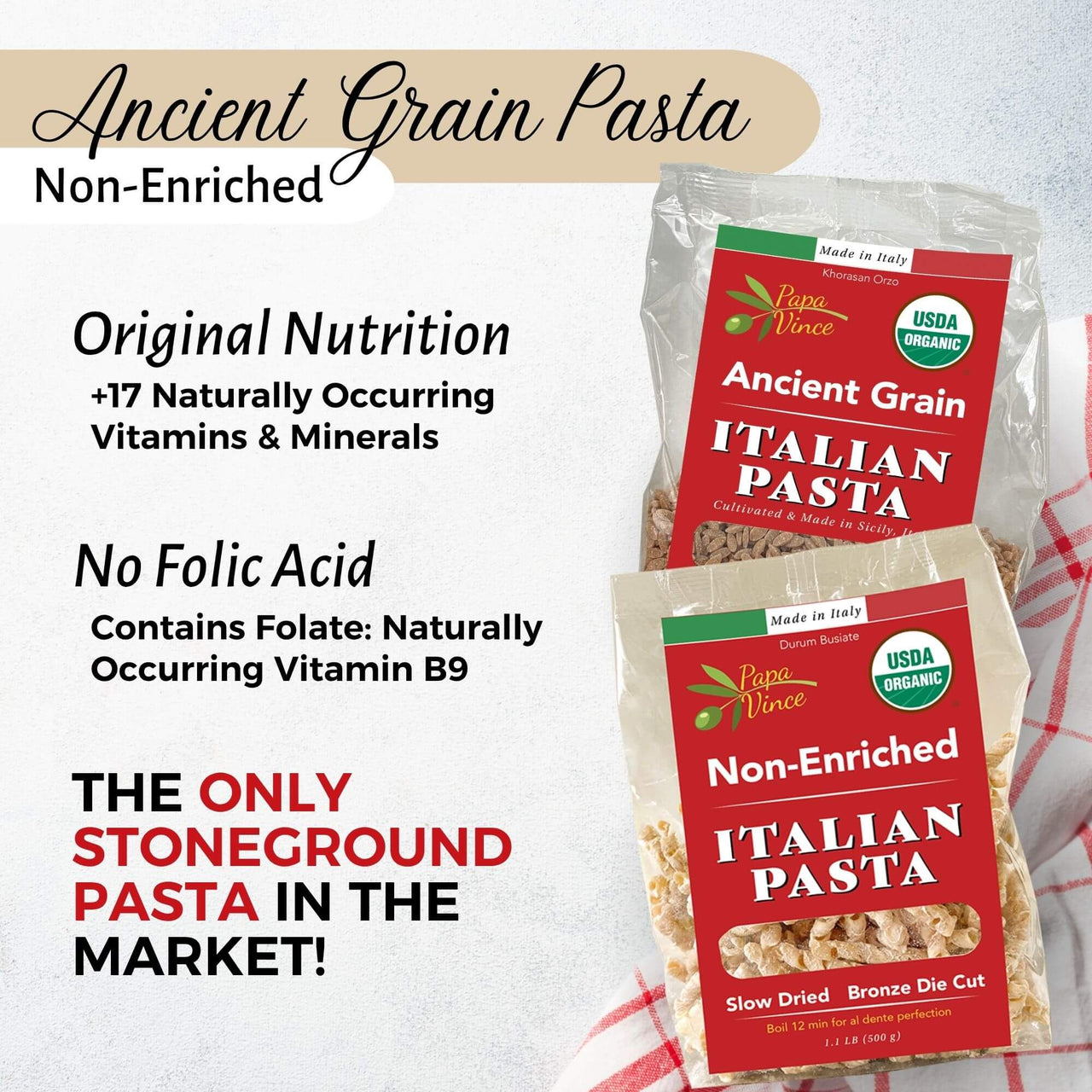 Khorasan Orzo and Durum Busiate Pasta - Papa Vince - Pasta Made in Italy