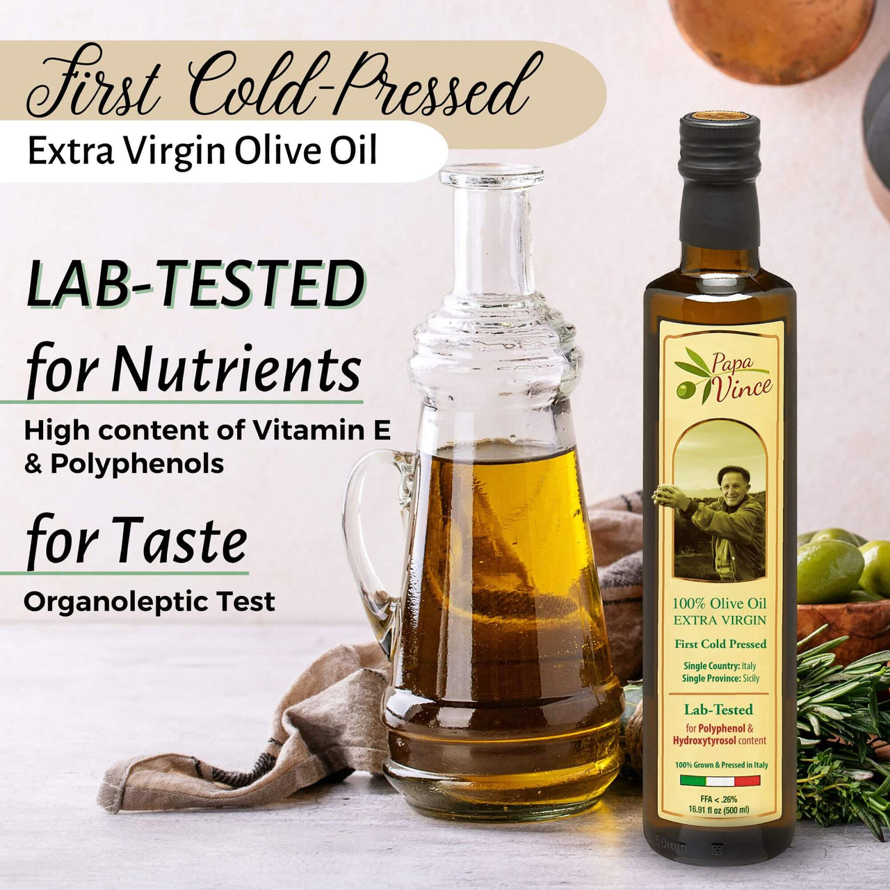 Gourmet Italian Food Gift Basket contains Polyphenol-Rich Italian Olive Oil