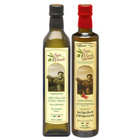 Thumbnail for Polyphenol Rich Olive Oil Extra Virgin from Sicily, Italy. Classic & Chili Pepper Fused Olive Oil. Agrumato, Unblended, First Cold Pressed, Single Sourced, Unfiltered, Unrefined, Robust, Mild hot finish, High in Antioxidants EVOO Gift Set - Papa Vince