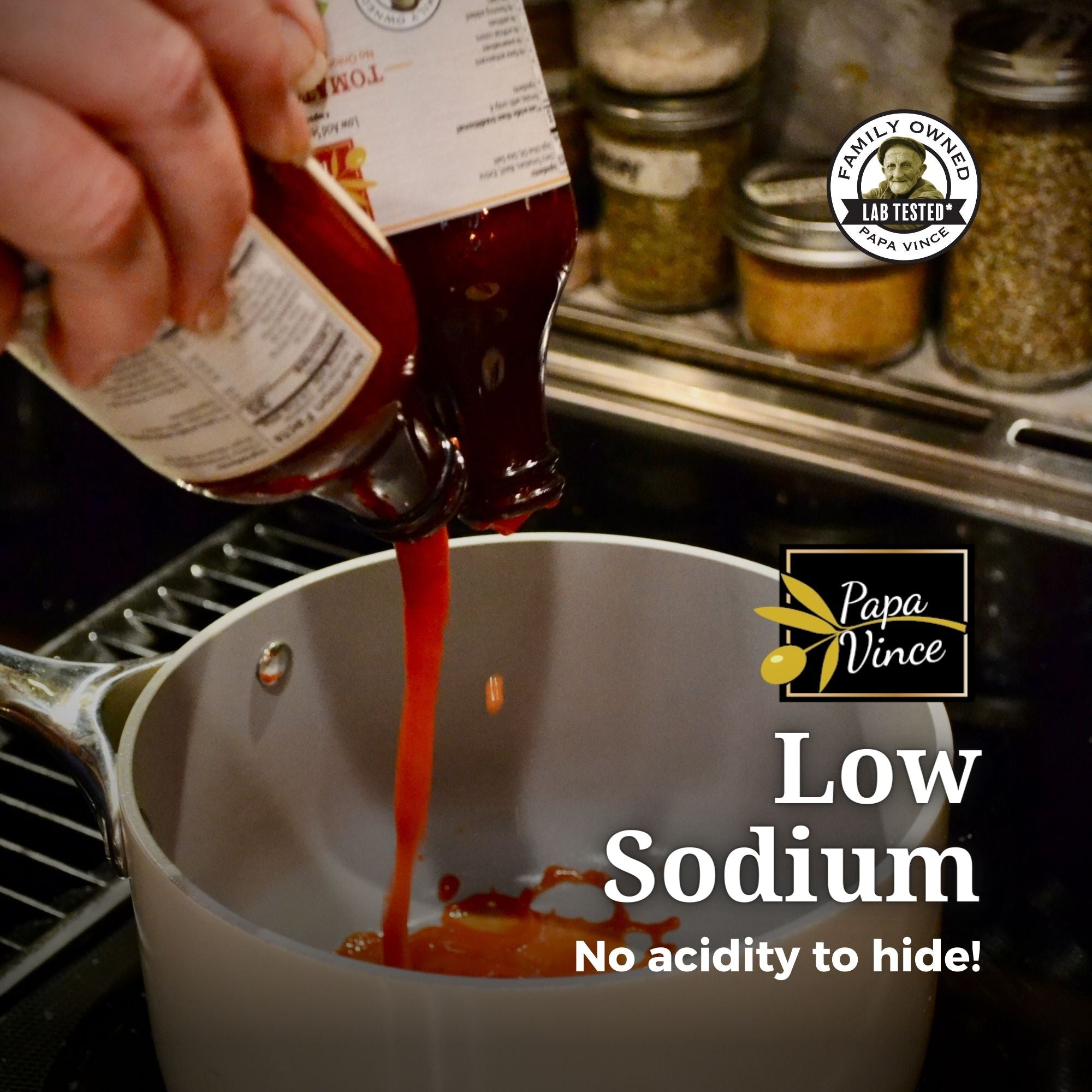 Low Acid Papa Vince Glass Canned Pasta Tomato Sauce 11.6 Oz