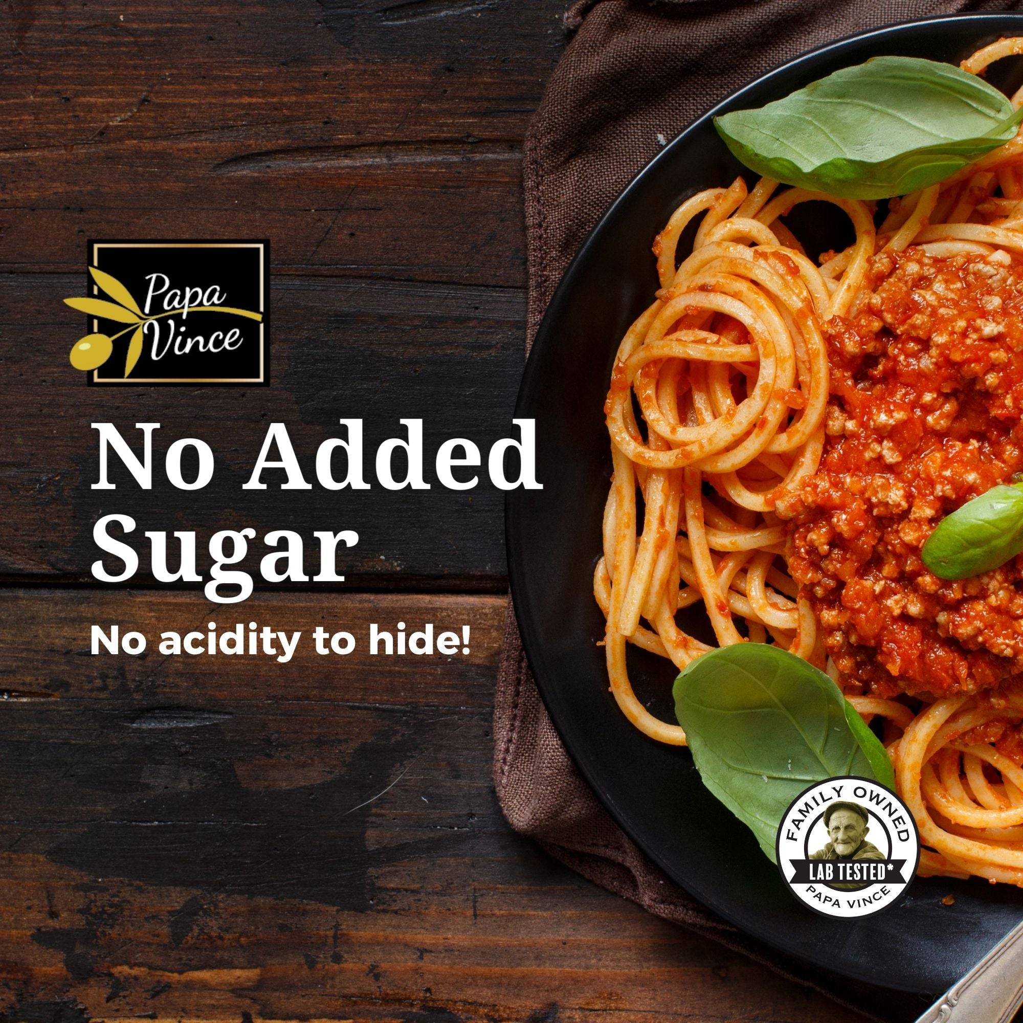 Low Acid Papa Vince Glass Canned Pasta Tomato Sauce 11.6 Oz