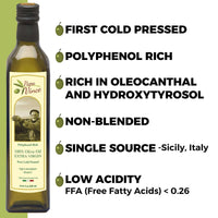 Thumbnail for Papa Vince Olive Oil Extra Virgin Gift - Unblended, Family Harvest 2022/23, High in Polyphenols, Single Estate, First Cold Pressed, Sicily, Italy, Peppery Finish, Unfiltered, Unrefined, Green Bag - Papa Vince