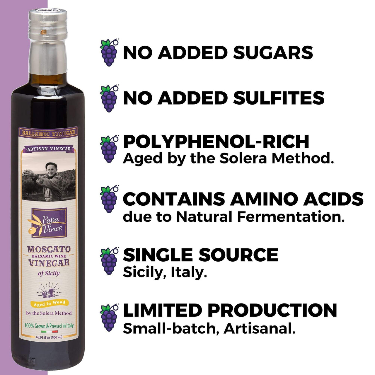 Extra Virgin Olive Oil & Balsamic Gift Set from Sicily, Italy - Unblended, First Cold Pressed Dec 2024/25 | 8-years aged in wood | made by our family in Sicily | VEGAN, KETO, PALEO | Gift Set for men and women | 16.91 fl oz each - Papa Vince