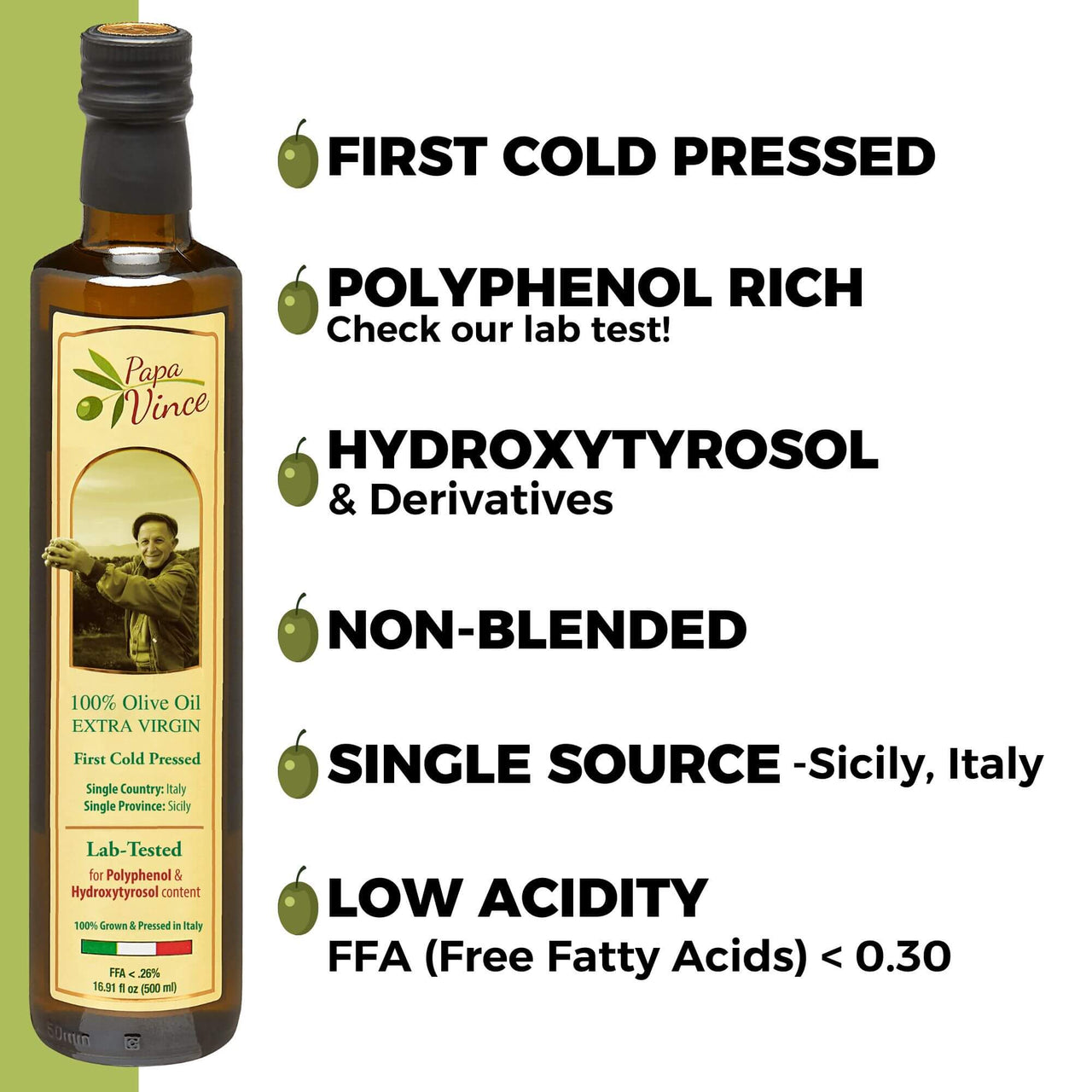 Extra Virgin Olive Oil & Balsamic Gift Set from Sicily, Italy - Unblended, First Cold Pressed Dec 2024/25 | 8-years aged in wood | made by our family in Sicily | VEGAN, KETO, PALEO | Gift Set for men and women | 16.91 fl oz each - Papa Vince