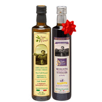 Thumbnail for Extra Virgin Olive Oil & Balsamic Gift Set from Sicily, Italy - Unblended, First Cold Pressed Dec 2024/25 | 8-years aged in wood | made by our family in Sicily | VEGAN, KETO, PALEO | Gift Set for men and women | 16.91 fl oz each - Papa Vince
