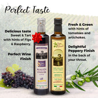 Thumbnail for Extra Virgin Olive Oil & Balsamic Gift Set from Sicily, Italy - Unblended, First Cold Pressed Dec 2024/25 | 8-years aged in wood | made by our family in Sicily | VEGAN, KETO, PALEO | Gift Set for men and women | 16.91 fl oz each - Papa Vince