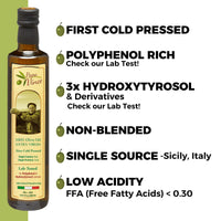 Thumbnail for Extra Virgin Olive Oil & Salad Dressing Gift Set from Sicily, Italy - Unblended, First Cold Pressed Dec 2024/25 | 8-years aged in wood | made by our family in Sicily | VEGAN, KETO, PALEO | Gift Set for men and women | 16.91 fl oz each