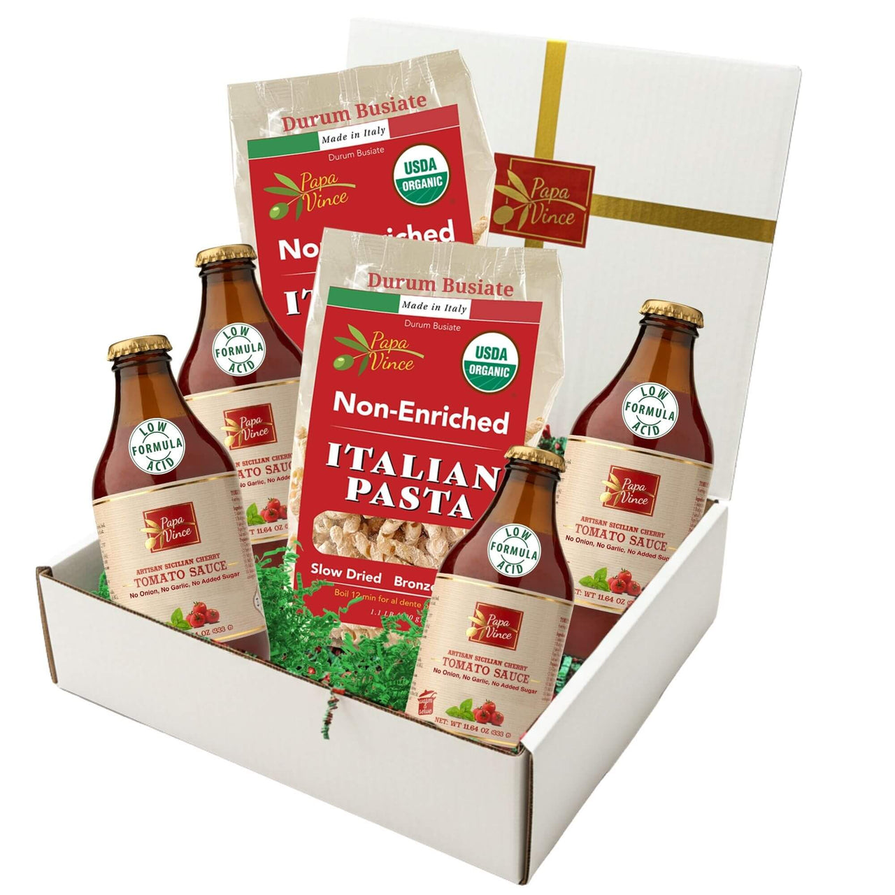 Gourmet Gift Clean Food Basket from Sicily - Farm Fresh from Artisans in Italy, Busiate Homemade Pasta & Cherry Tomato Sauce | Papa Vince - Papa Vince