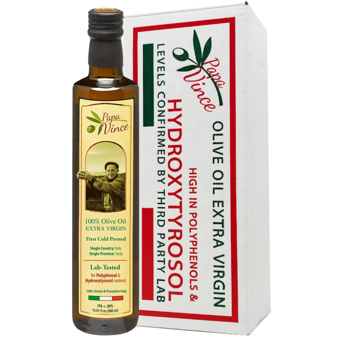 High Hydroxytyrosol Olive Oil Lab Tested - Papa Vince
