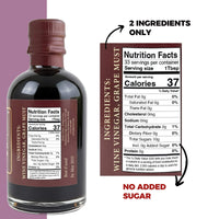 Thumbnail for Back label of Papa Vince Balsamic Vinegar of Sicily 40 showing ingredients and nutrition facts with no sugar added.