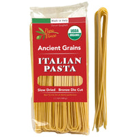 Thumbnail for Papa Vince Organic Durum Spaghetti Pasta made from artisan Sicilian grain. Slow-dried and bronze die-cut for superior texture and sauce absorption. 100% whole wheat, non-GMO, and free from folic acid. Authentic Italian pasta made in Sicily.