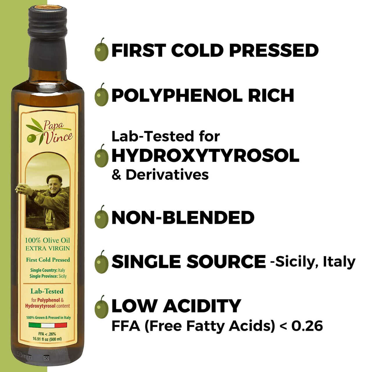 Papa Vince Olive Oil & Balsamic Vinegar Gift Set – Made in Italy, Family-Grown in Sicily. Features Sipping-Quality, Organic, Polyphenol-Rich EVOO & Slowly Aged, No-Sugar-Added Balsamic Vinegar