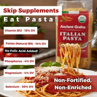 Thumbnail for Papa Vince Organic Spaghetti is a natural source of B vitamins, selenium, magnesium, and phosphorus. Non-fortified, non-enriched, and made from 100% whole ancient durum wheat.